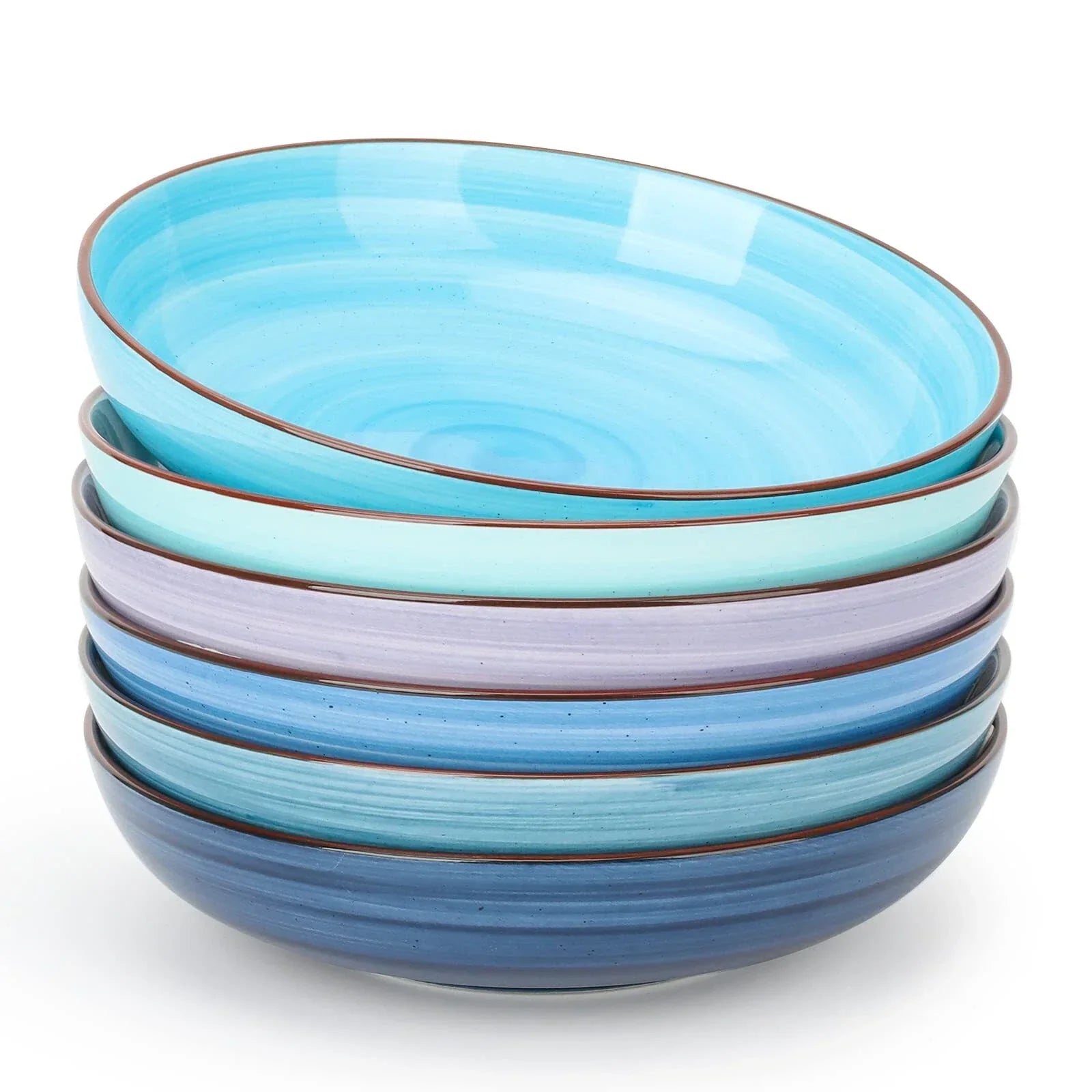 Set of 6 Ceramic Pasta & Salad Bowls 26 oz – 8-Inch Soup, Pasta, Salad & Serving Bowls