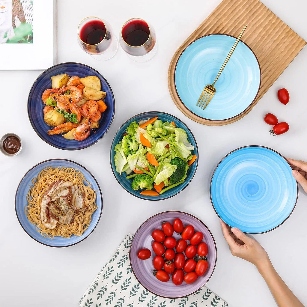 Set of 6 Ceramic Pasta & Salad Bowls 26 oz – 8-Inch Soup, Pasta, Salad & Serving Bowls