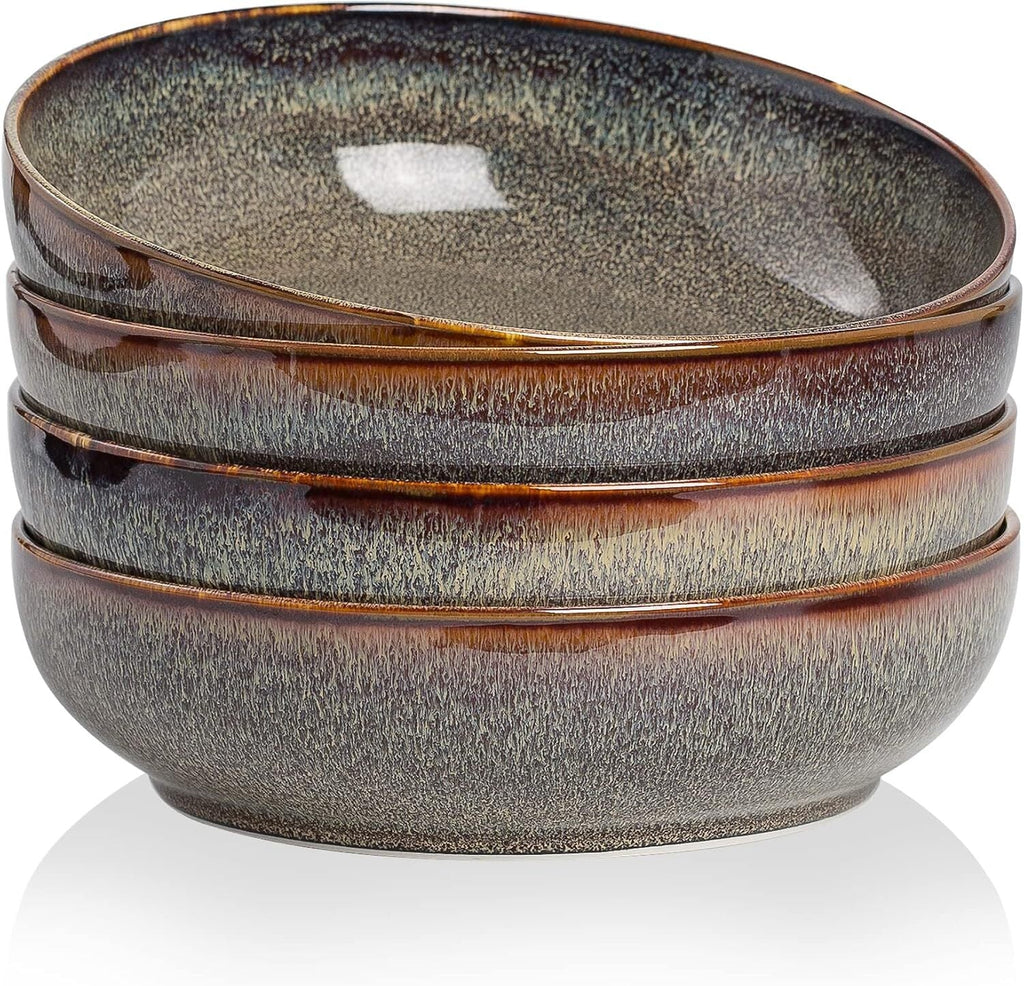 30 oz Ceramic Pasta Bowl Set of 4 – 8-Inch Serving Bowls for Pasta, Salad, Soup & Dinner