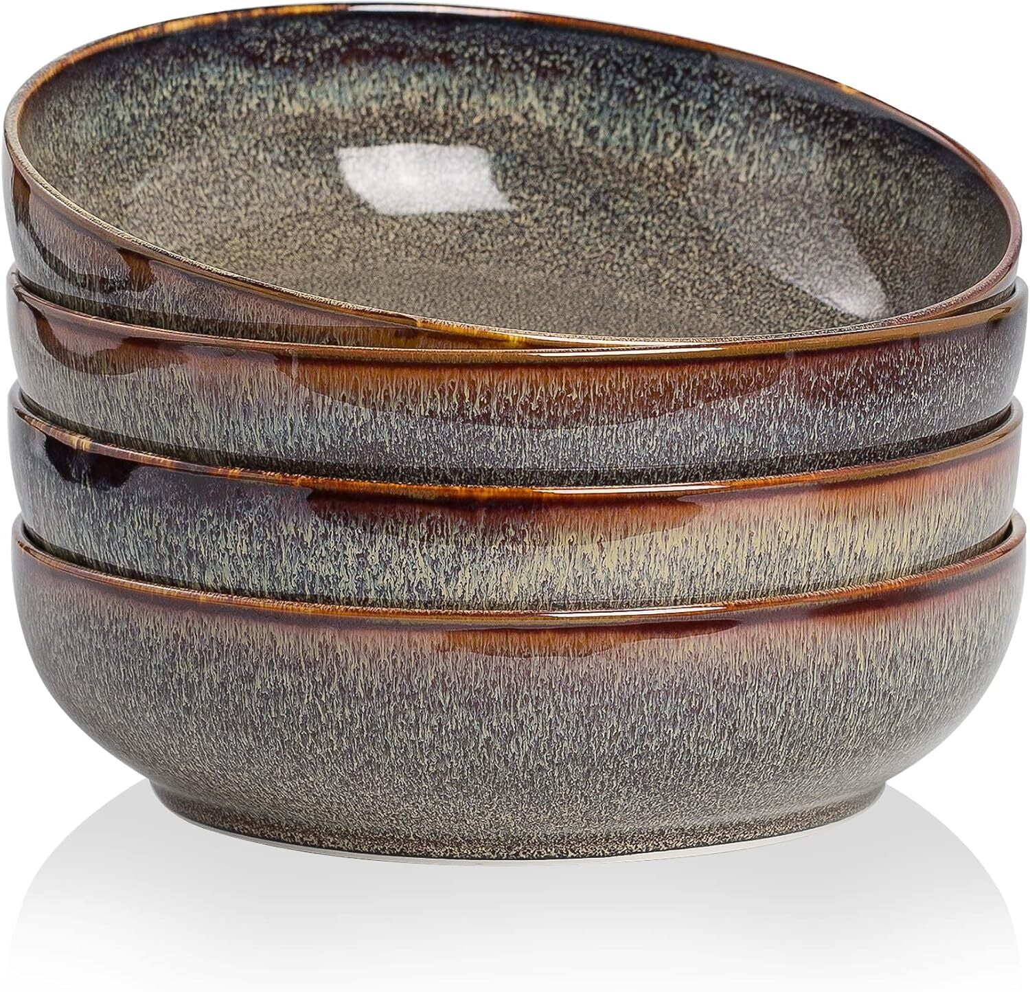30 oz Ceramic Pasta Bowl Set of 4 – 8-Inch Serving Bowls for Pasta, Salad, Soup & Dinner