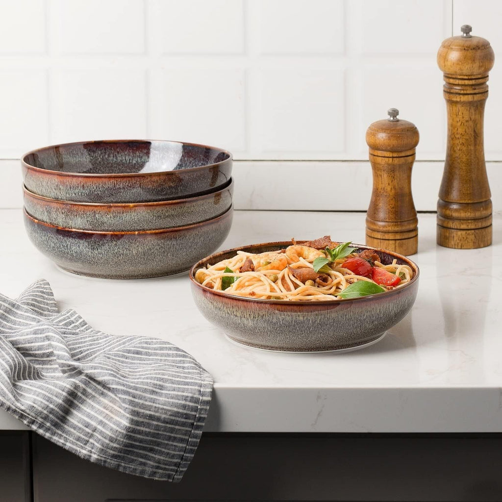 30 oz Ceramic Pasta Bowl Set of 4 – 8-Inch Serving Bowls for Pasta, Salad, Soup & Dinner